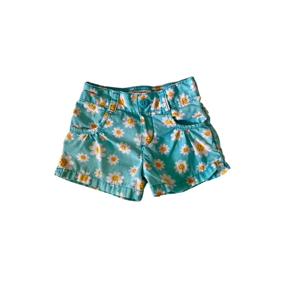🌼 OshKosh B'gosh Toddler Girl Turquoise Floral Daisy Print Shorts 🌼 2T